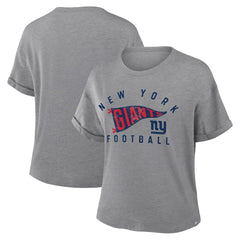 Fanatics New York Giants Women's Pennant Wave Tribute Tri-Blend Boxy T-Shirt Heather Gray