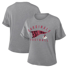 Fanatics Arizona Cardinals Women's Pennant Wave Tribute Tri-Blend Boxy T-Shirt Heather Gray