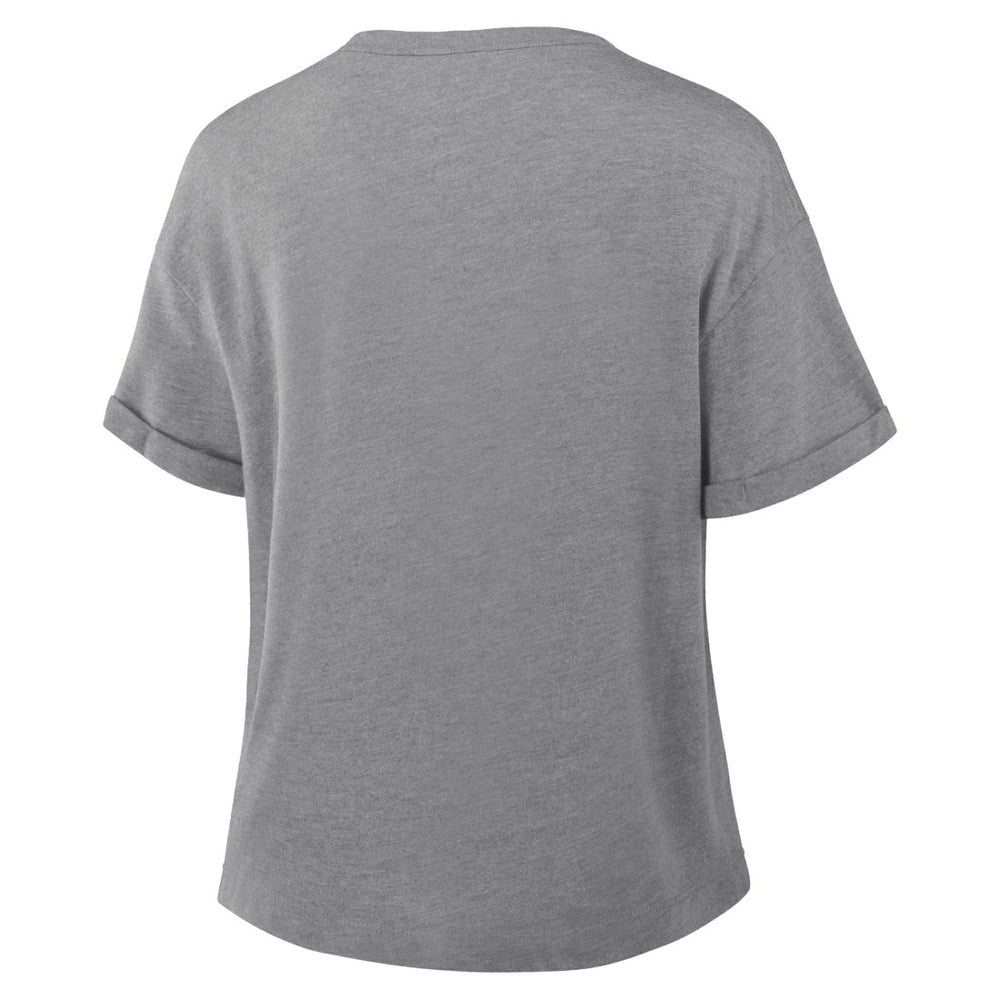 Fanatics Denver Broncos Women's Pennant Wave Tribute Tri-Blend Boxy T-Shirt Heather Gray