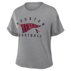 Fanatics Houston Texans Women's Pennant Wave Tribute Tri-Blend Boxy T-Shirt Heather Gray