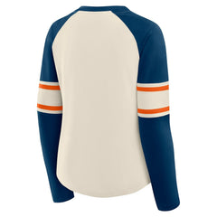 Fanatics Chicago Bears Women's Hometown Gridiron Hero Raglan Lace-Up V-Neck Long Sleeve T-Shirt Cream/Navy