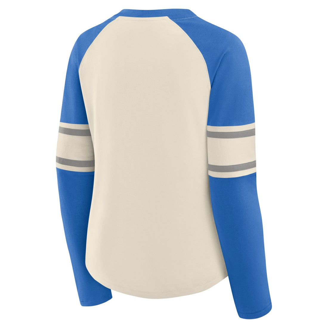 Fanatics Detroit Lions Women's Hometown Gridiron Hero Raglan Lace-Up V-Neck Long Sleeve T-Shirt Cream/Blue