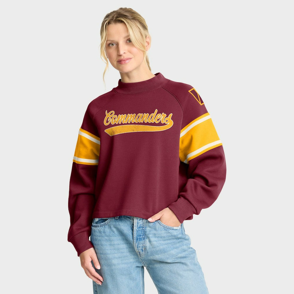 Fanatics Washington Commanders Oversized Hometown Toss Sweep Mock Neck Pullover Burgundy