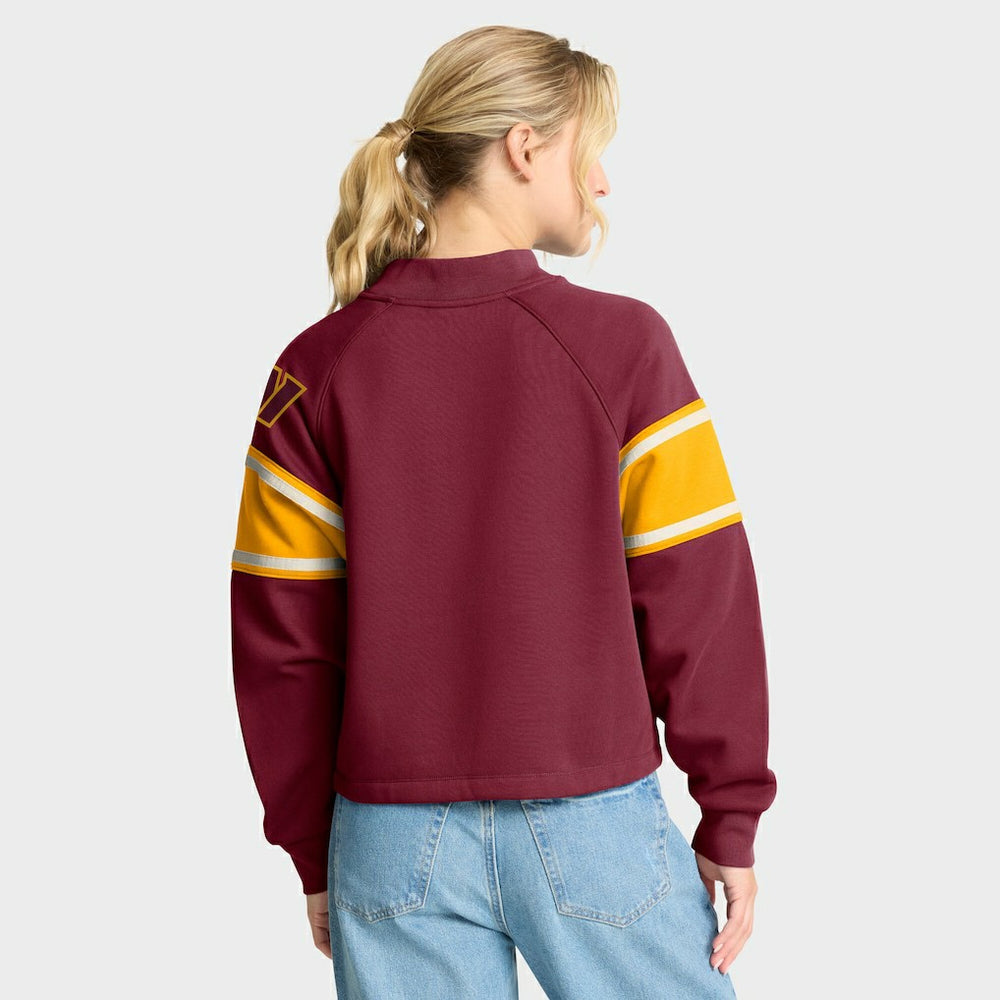 Fanatics Washington Commanders Oversized Hometown Toss Sweep Mock Neck Pullover Burgundy