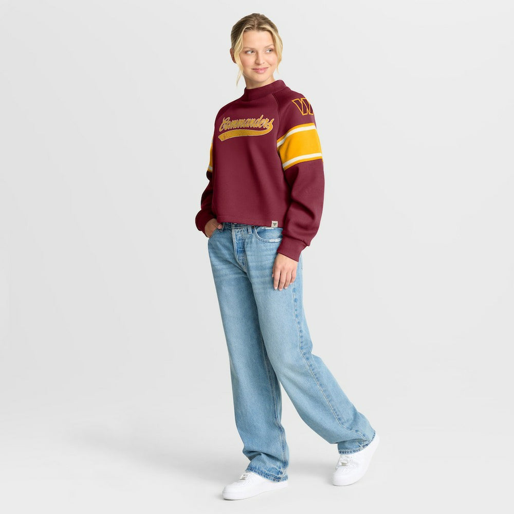 Fanatics Washington Commanders Oversized Hometown Toss Sweep Mock Neck Pullover Burgundy