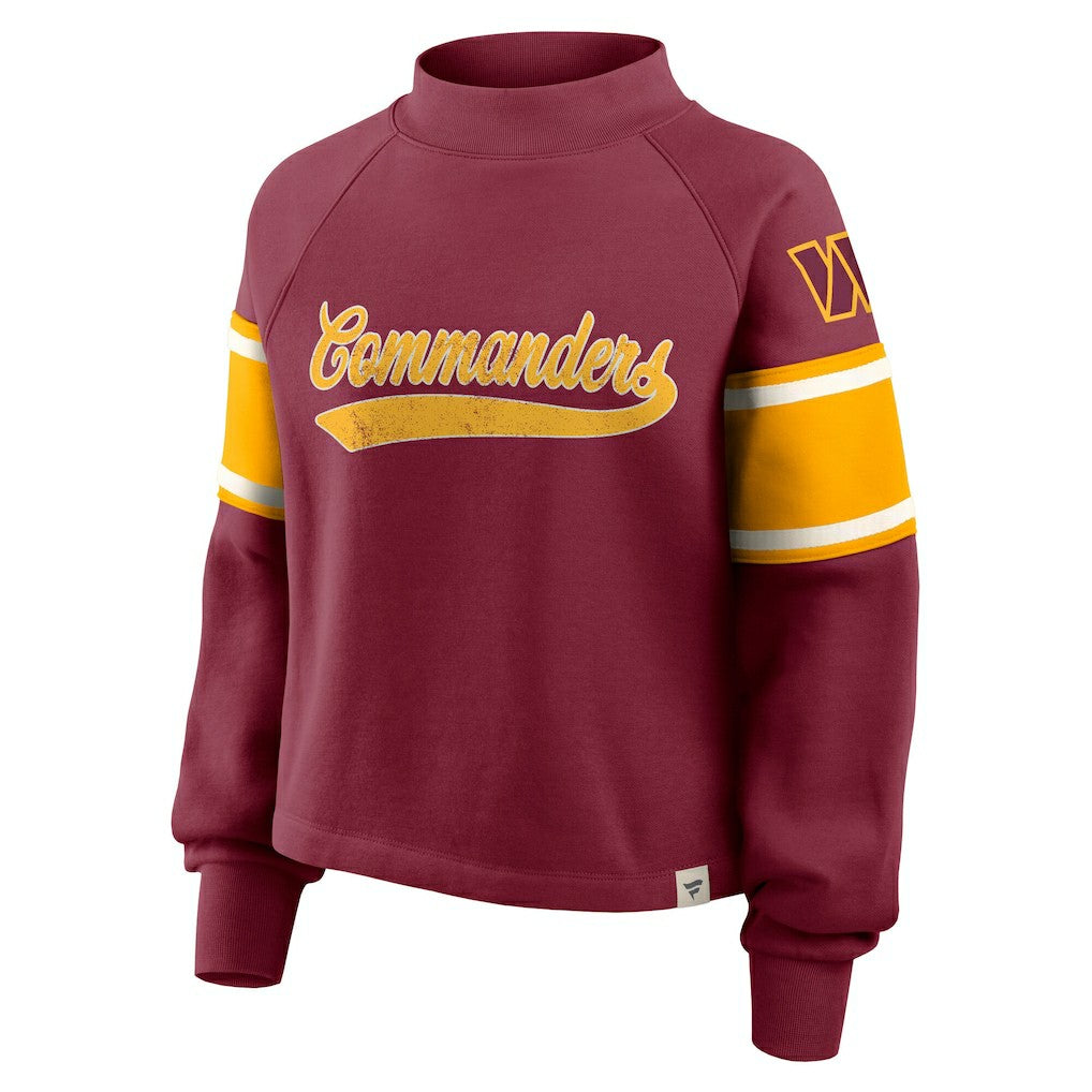 Fanatics Washington Commanders Oversized Hometown Toss Sweep Mock Neck Pullover Burgundy