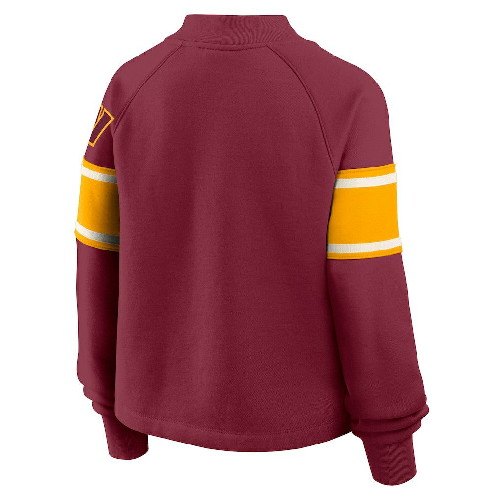 Fanatics Washington Commanders Oversized Hometown Toss Sweep Mock Neck Pullover Burgundy