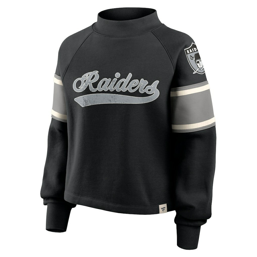 Fanatics Las Vegas Raiders Oversized Hometown Toss Sweep Mock Neck Pullover Black