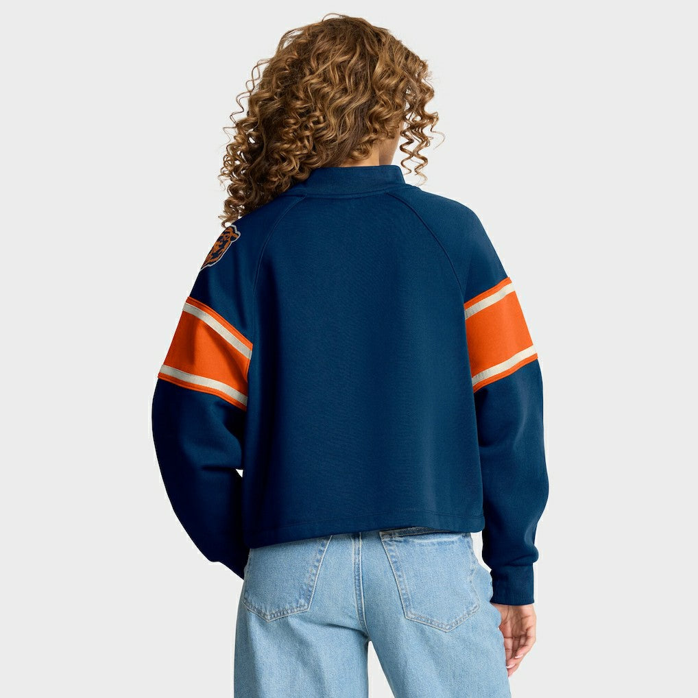Fanatics Chicago Bears Oversized Hometown Toss Sweep Mock Neck Pullover Navy