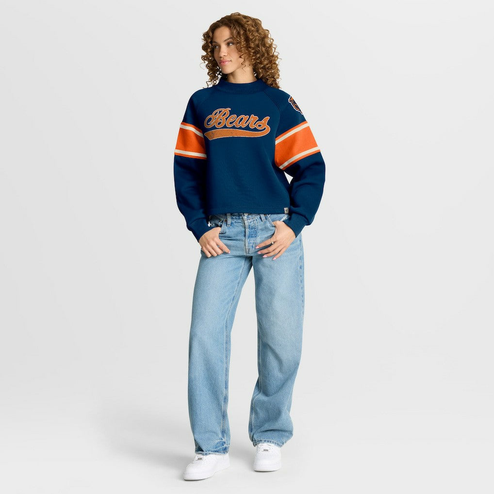 Fanatics Chicago Bears Oversized Hometown Toss Sweep Mock Neck Pullover Navy