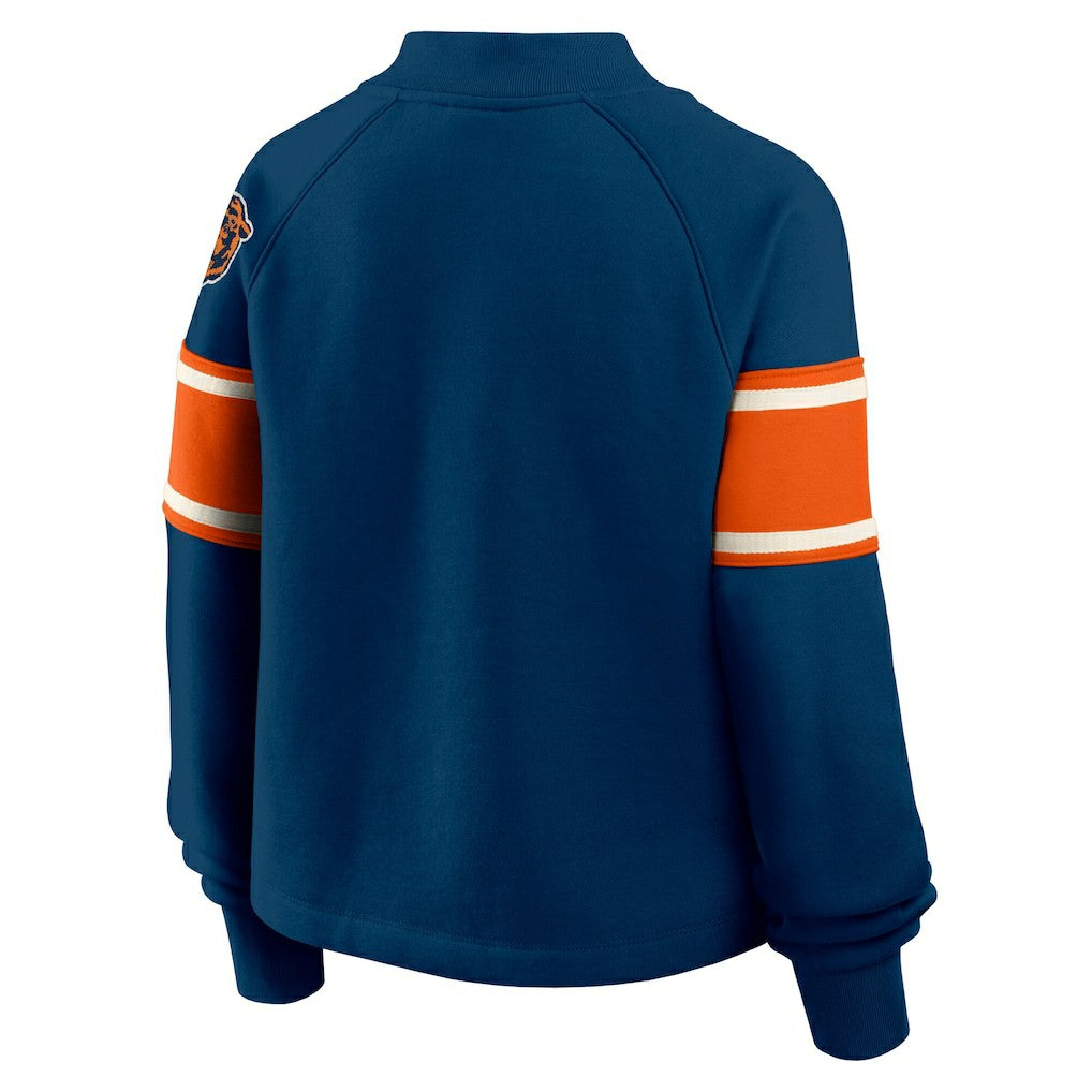 Fanatics Chicago Bears Oversized Hometown Toss Sweep Mock Neck Pullover Navy