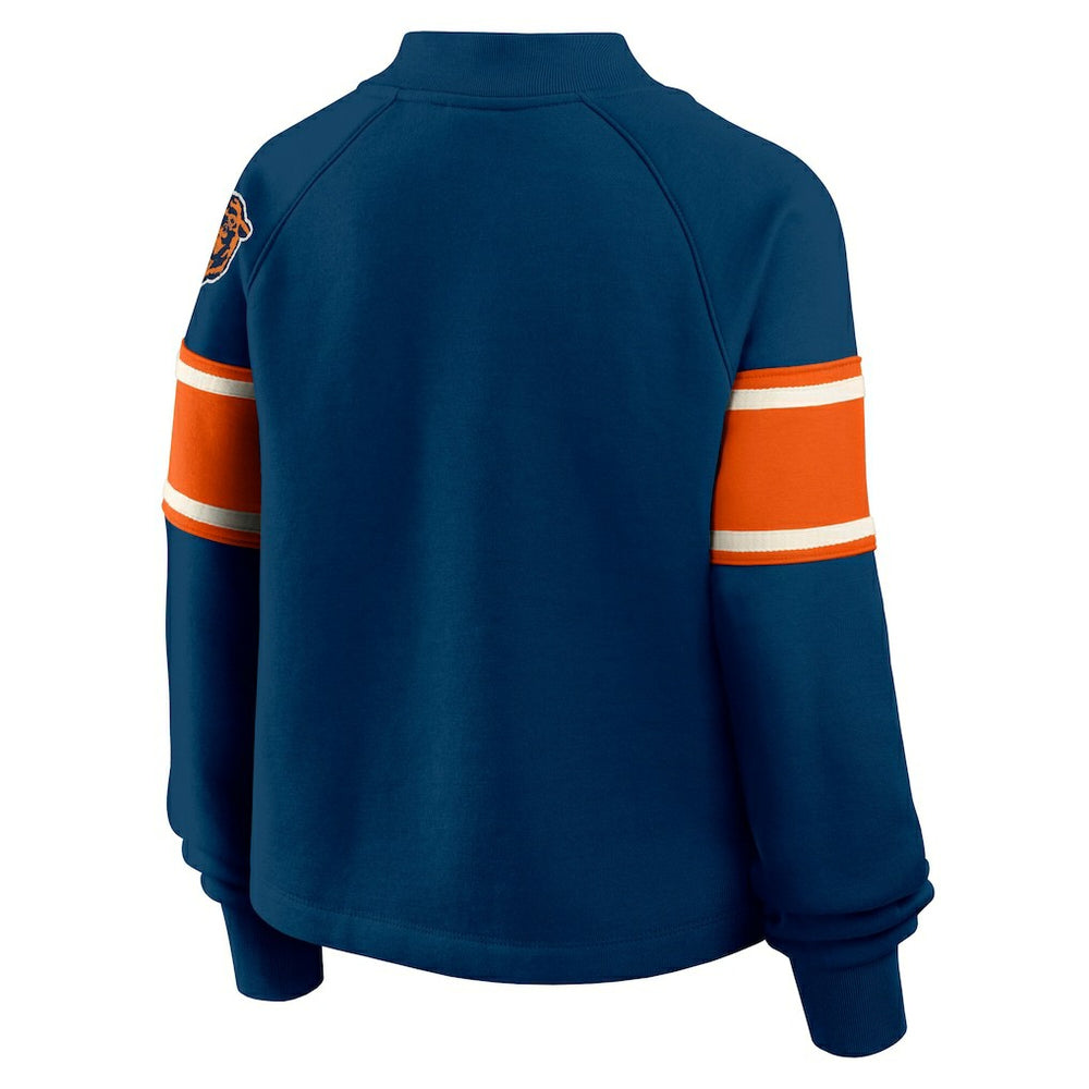 Fanatics Chicago Bears Oversized Hometown Toss Sweep Mock Neck Pullover Navy