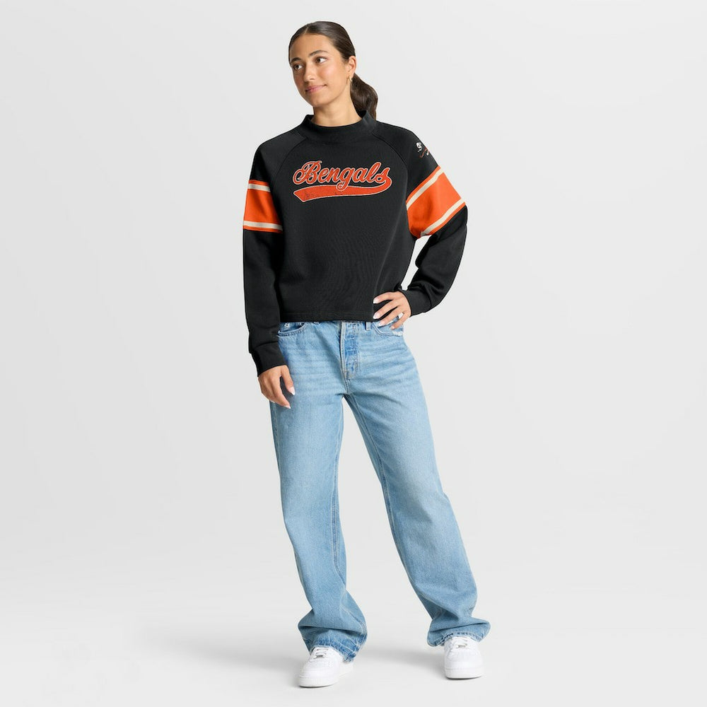 Fanatics Cincinnati Bengals Oversized Hometown Toss Sweep Mock Neck Pullover Black