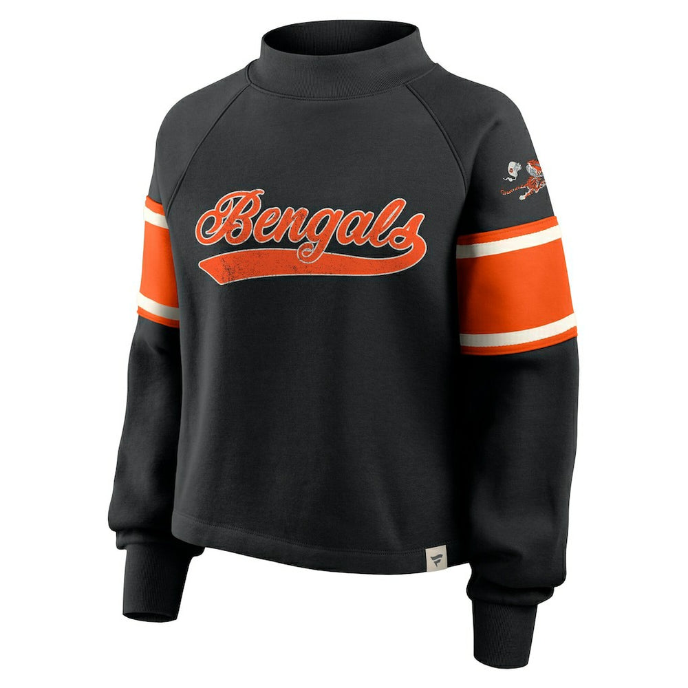 Fanatics Cincinnati Bengals Oversized Hometown Toss Sweep Mock Neck Pullover Black