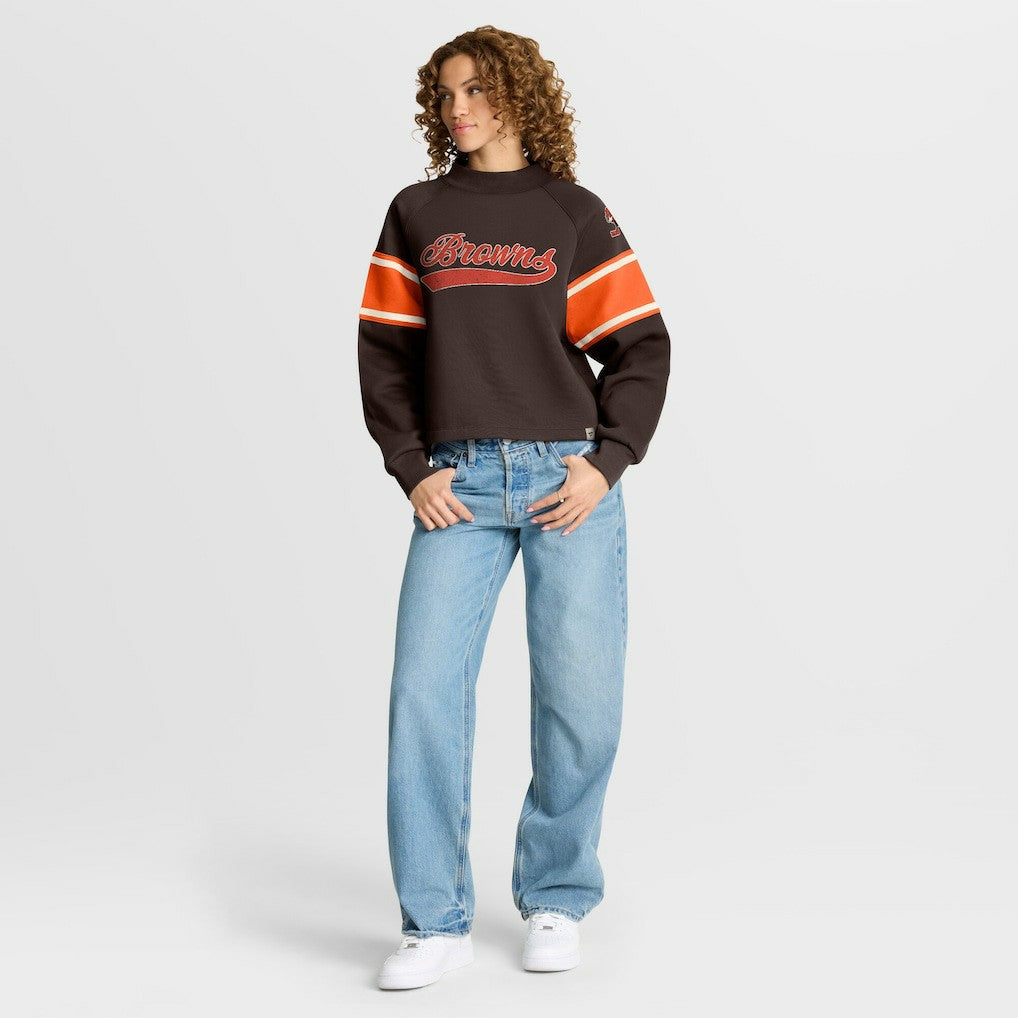 Fanatics Cleveland Browns Oversized Hometown Toss Sweep Mock Neck Pullover Brown