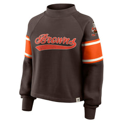 Fanatics Cleveland Browns Oversized Hometown Toss Sweep Mock Neck Pullover Brown