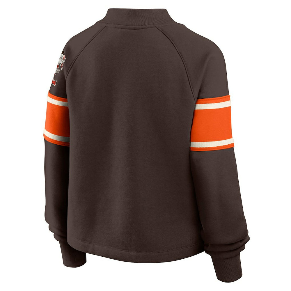 Fanatics Cleveland Browns Oversized Hometown Toss Sweep Mock Neck Pullover Brown