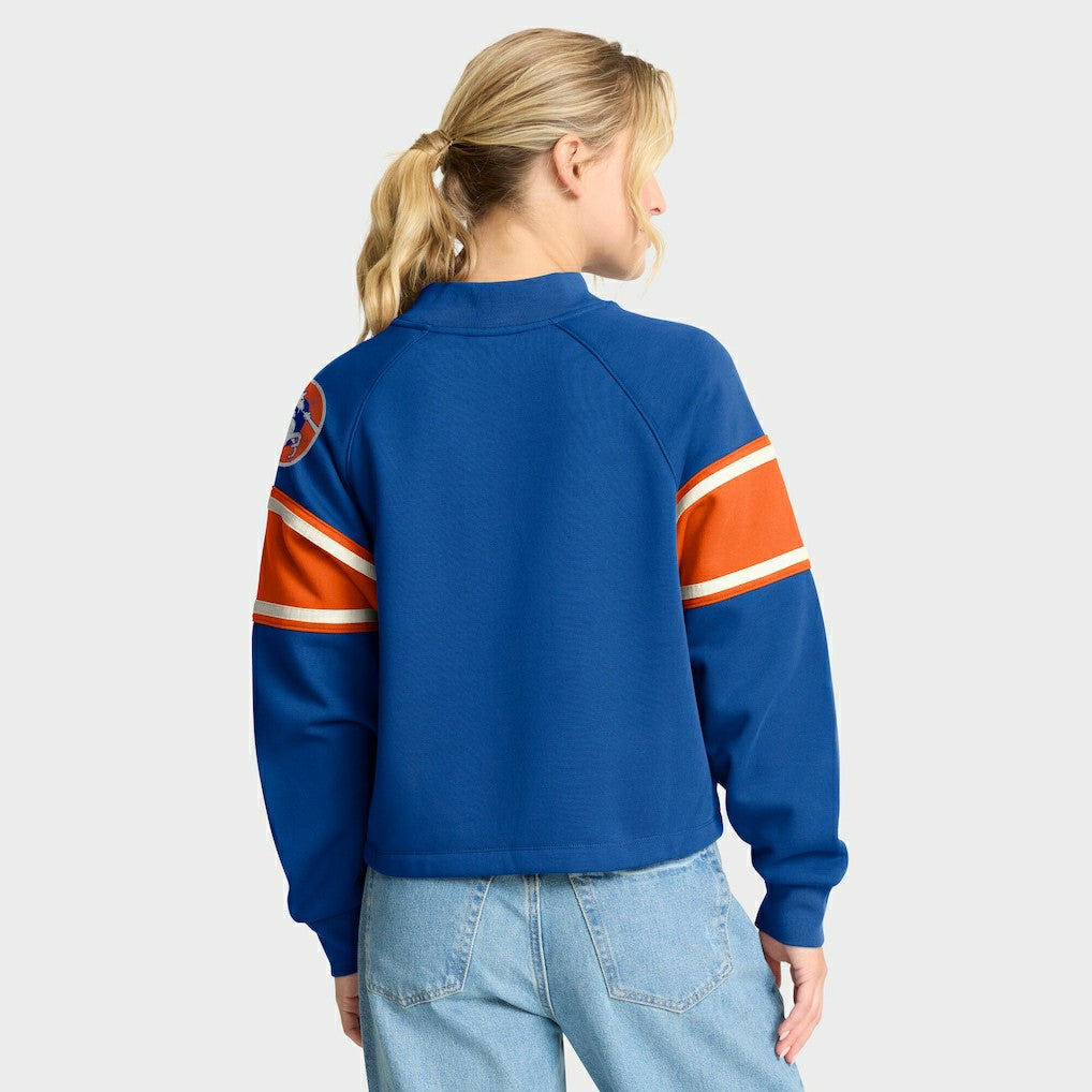 Fanatics Denver Broncos Oversized Hometown Toss Sweep Mock Neck Pullover Royal