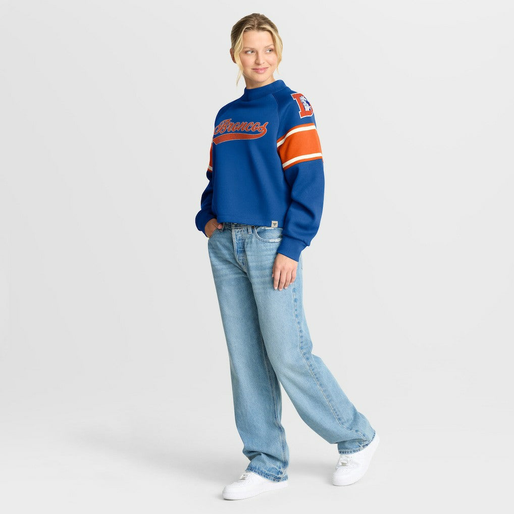 Fanatics Denver Broncos Oversized Hometown Toss Sweep Mock Neck Pullover Royal