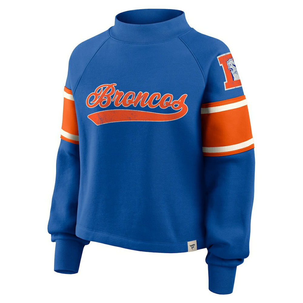 Fanatics Denver Broncos Oversized Hometown Toss Sweep Mock Neck Pullover Royal