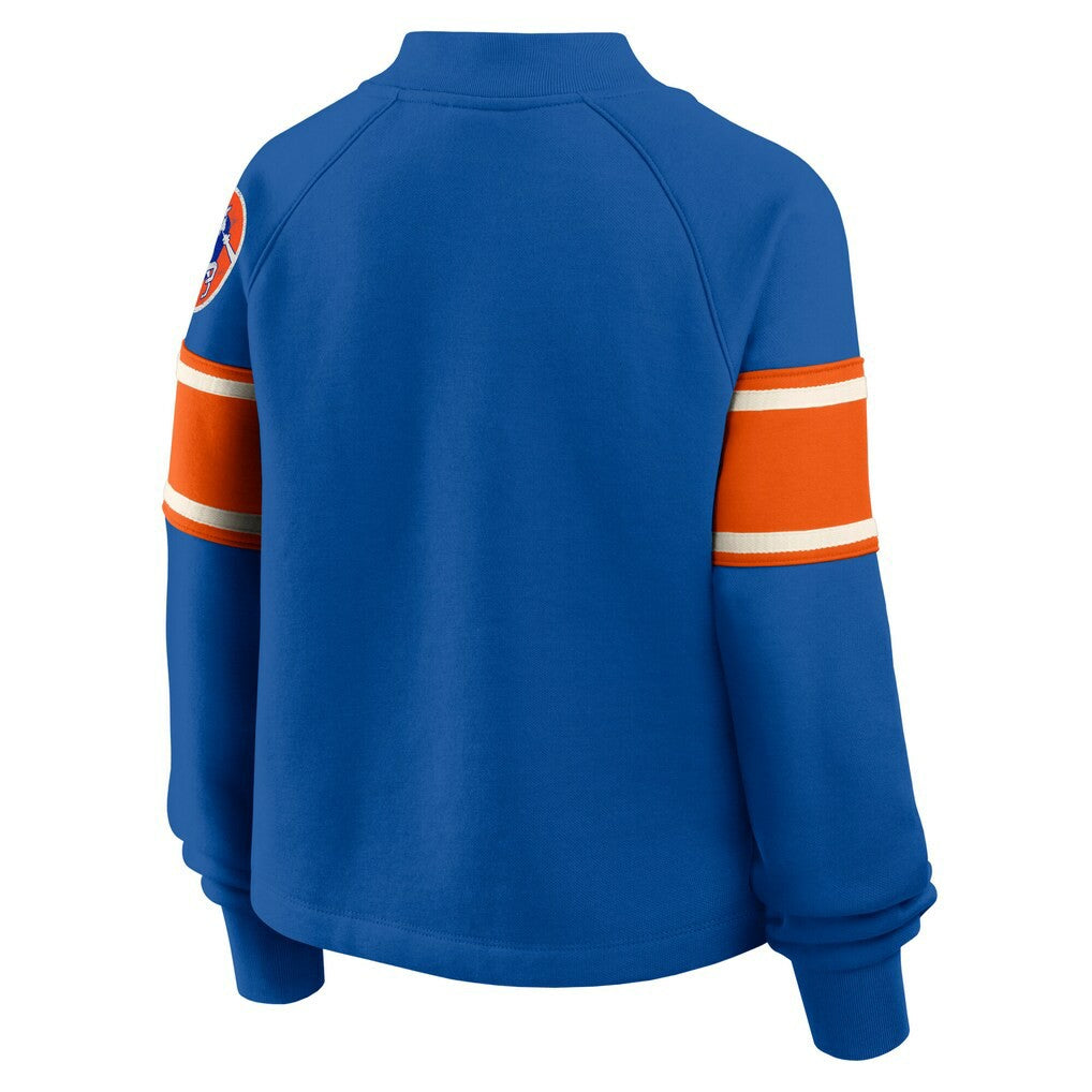 Fanatics Denver Broncos Oversized Hometown Toss Sweep Mock Neck Pullover Royal