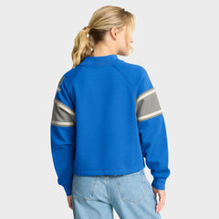 Fanatics Detroit Lions Oversized Hometown Toss Sweep Mock Neck Pullover Blue
