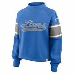 Fanatics Detroit Lions Oversized Hometown Toss Sweep Mock Neck Pullover Blue