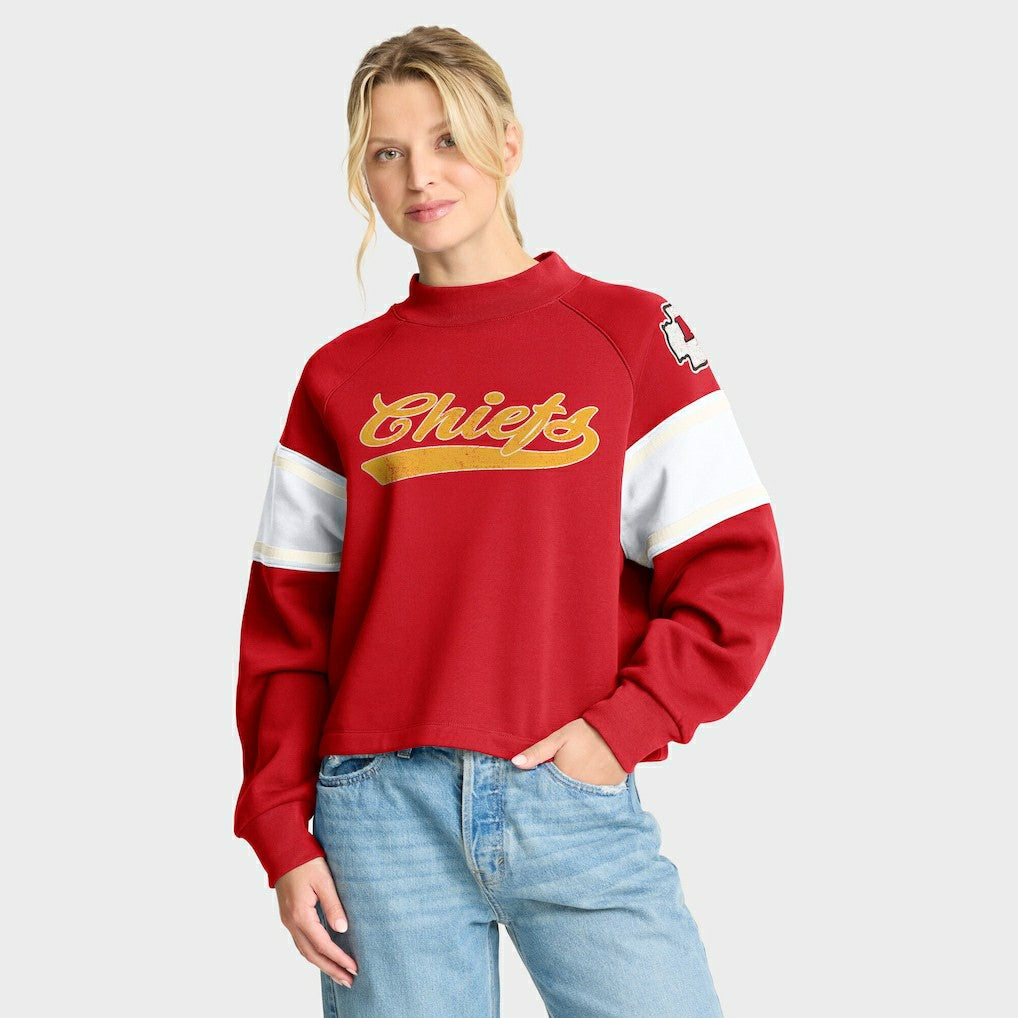 Fanatics Kansas City Chiefs Oversized Hometown Toss Sweep Mock Neck Pullover Red