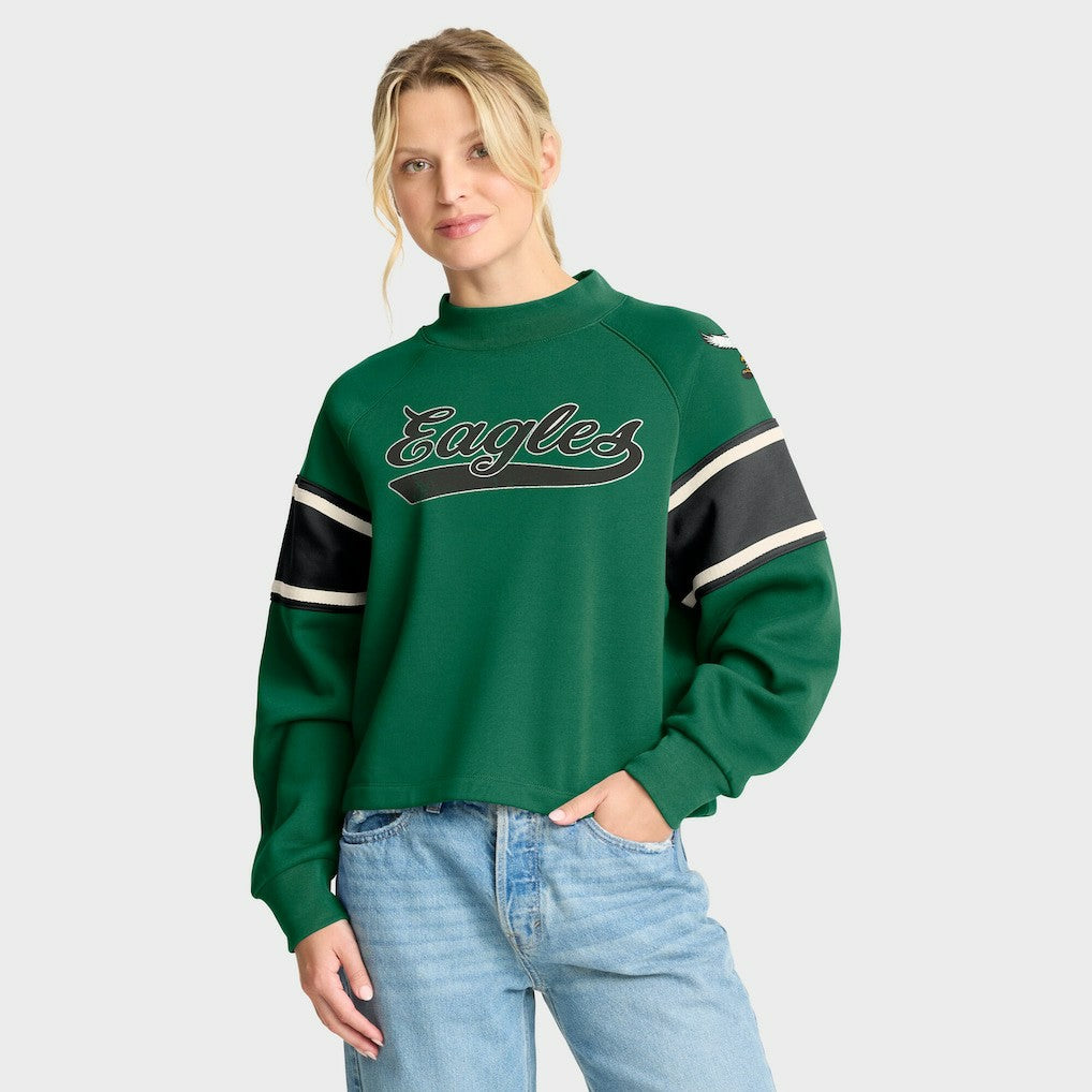 Fanatics Philadelphia Eagles Oversized Hometown Toss Sweep Mock Neck Pullover Kelly Green
