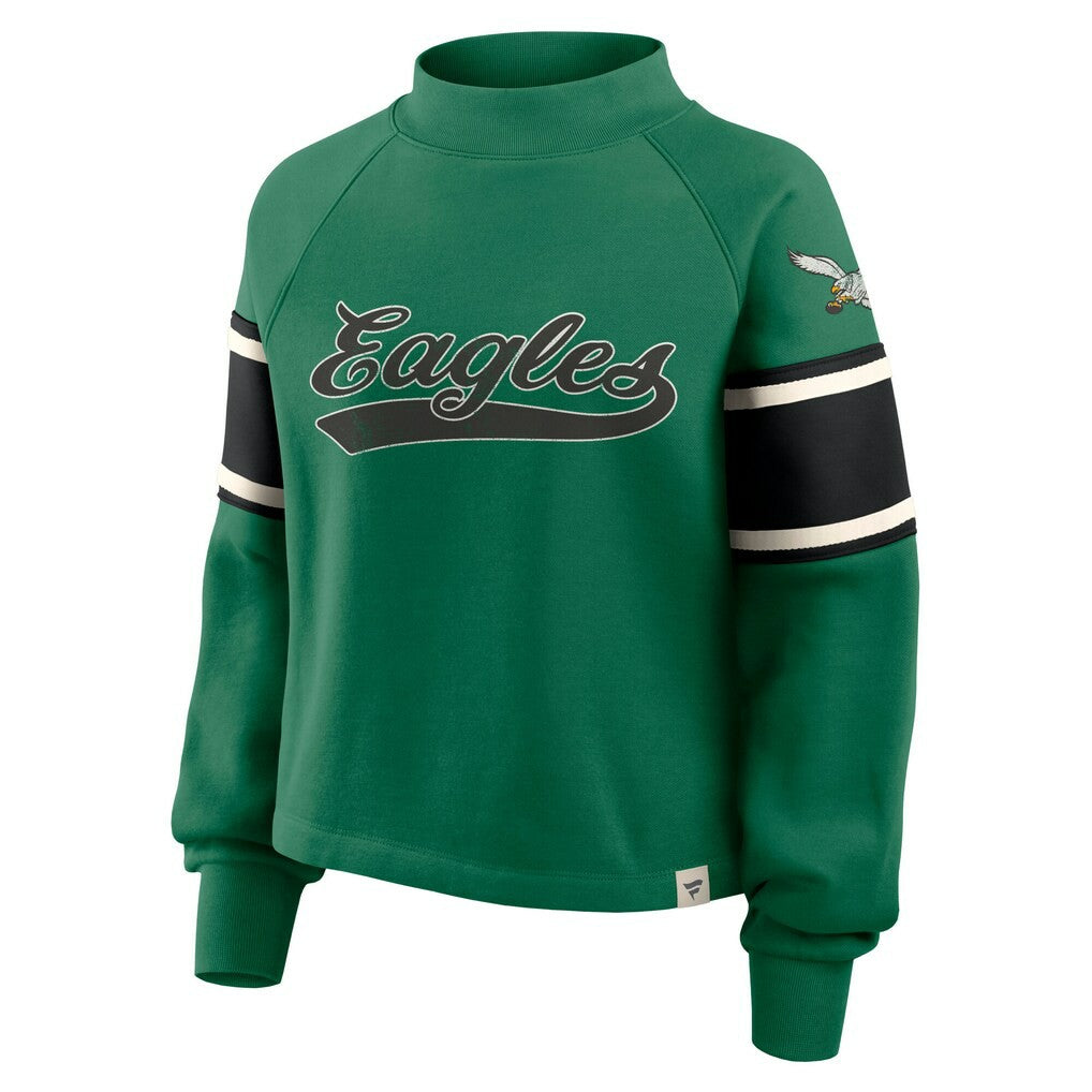 Fanatics Philadelphia Eagles Oversized Hometown Toss Sweep Mock Neck Pullover Kelly Green
