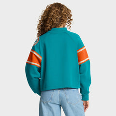 Fanatics Miami Dolphins Oversized Hometown Toss Sweep Mock Neck Pullover Aqua