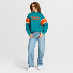 Fanatics Miami Dolphins Oversized Hometown Toss Sweep Mock Neck Pullover Aqua