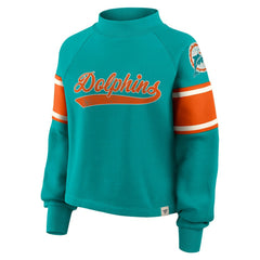 Fanatics Miami Dolphins Oversized Hometown Toss Sweep Mock Neck Pullover Aqua
