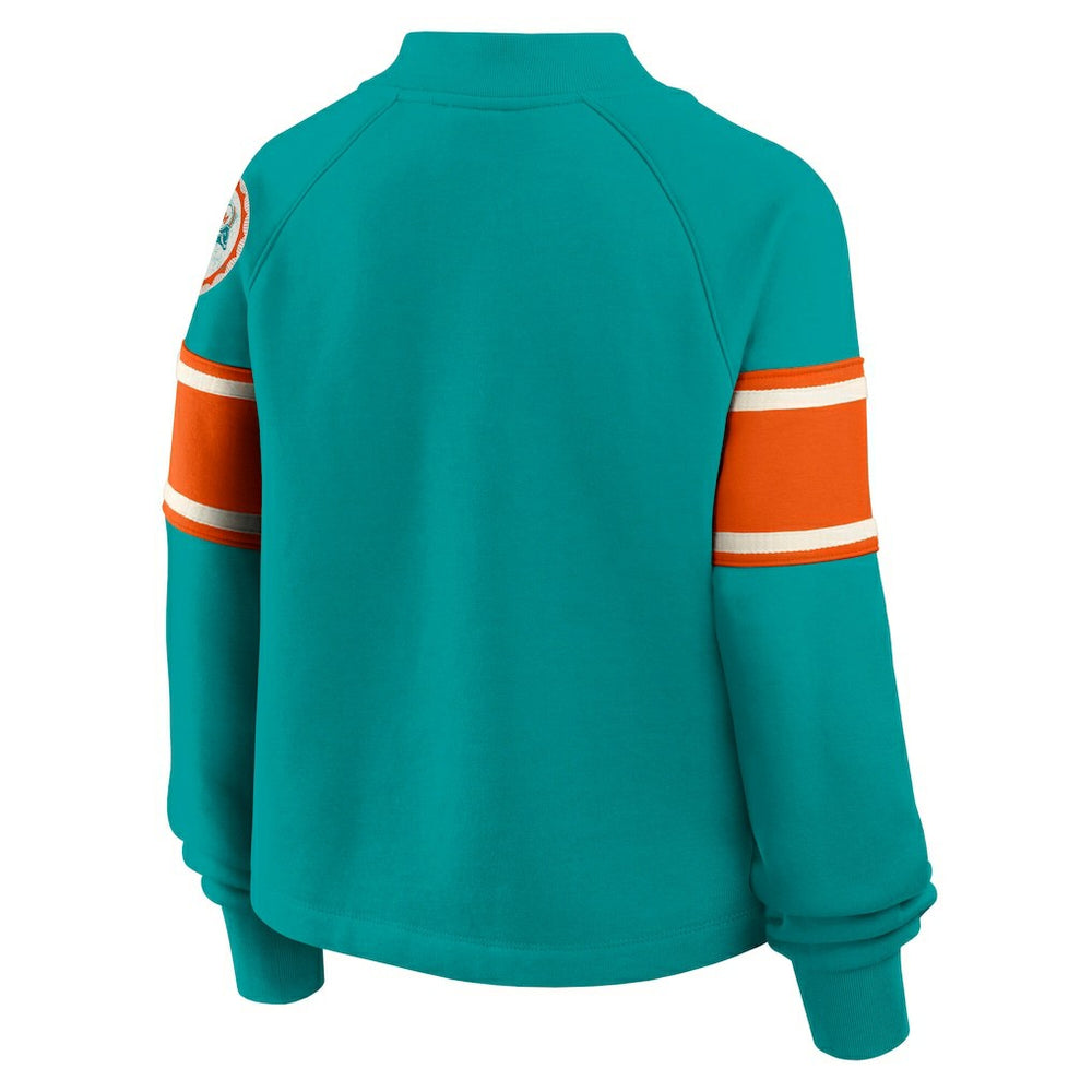 Fanatics Miami Dolphins Oversized Hometown Toss Sweep Mock Neck Pullover Aqua