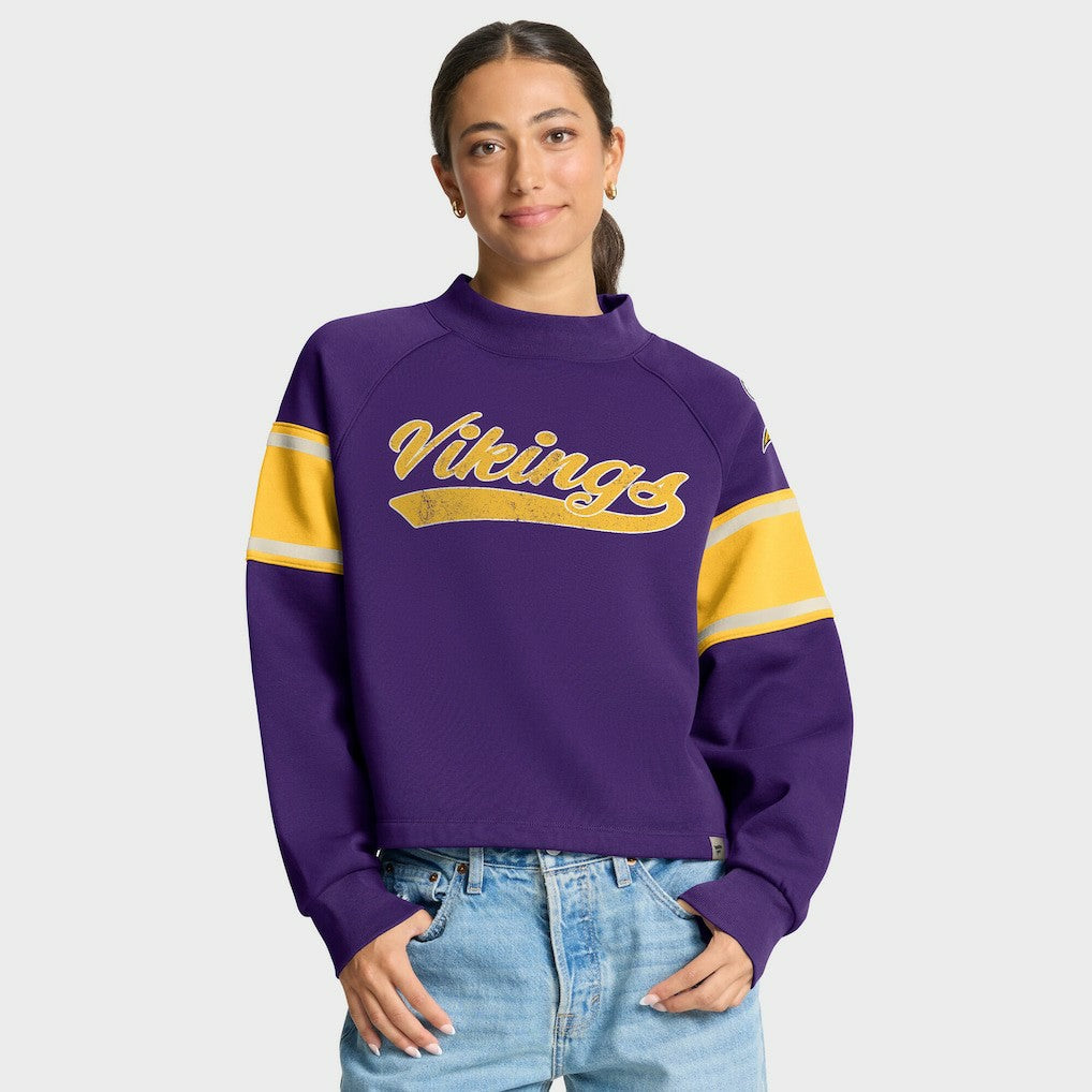Fanatics Minnesota Vikings Oversized Hometown Toss Sweep Mock Neck Pullover Purple