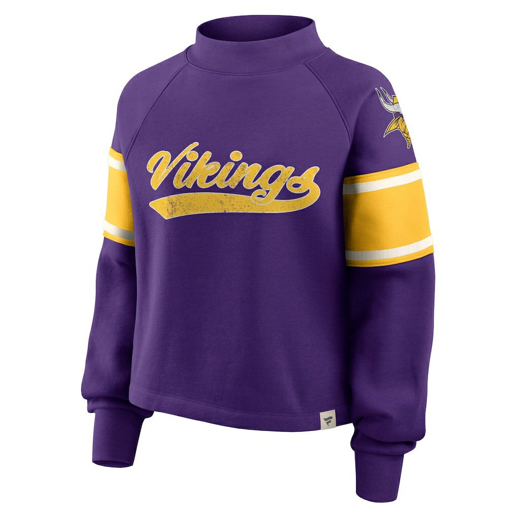 Fanatics Minnesota Vikings Oversized Hometown Toss Sweep Mock Neck Pullover Purple