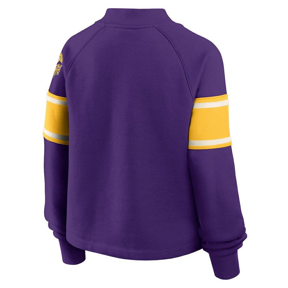 Fanatics Minnesota Vikings Oversized Hometown Toss Sweep Mock Neck Pullover Purple
