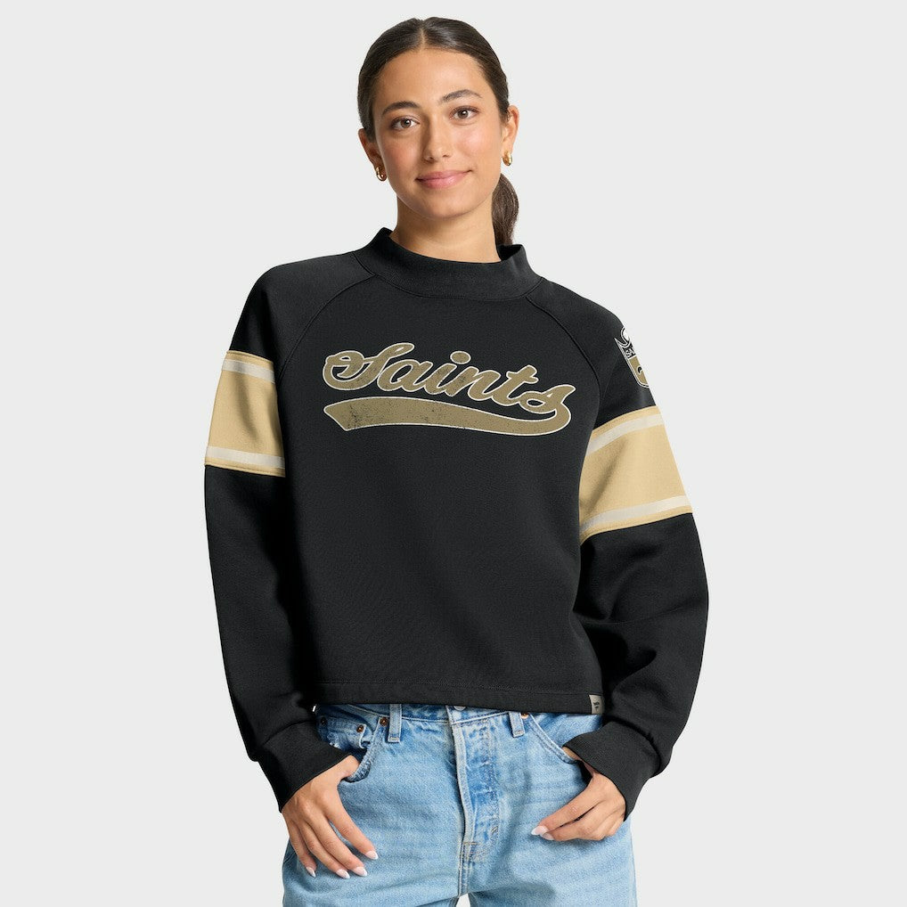Fanatics New Orleans Saints Oversized Hometown Toss Sweep Mock Neck Pullover Black