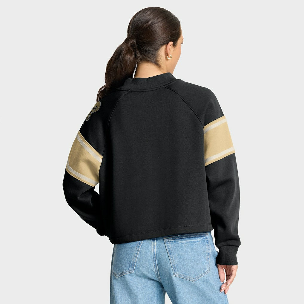 Fanatics New Orleans Saints Oversized Hometown Toss Sweep Mock Neck Pullover Black