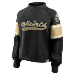 Fanatics New Orleans Saints Oversized Hometown Toss Sweep Mock Neck Pullover Black