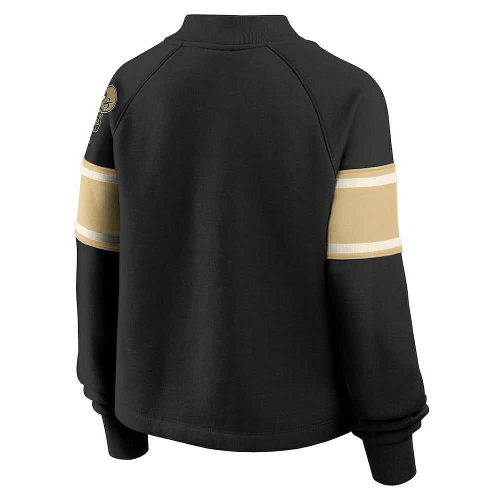 Fanatics New Orleans Saints Oversized Hometown Toss Sweep Mock Neck Pullover Black
