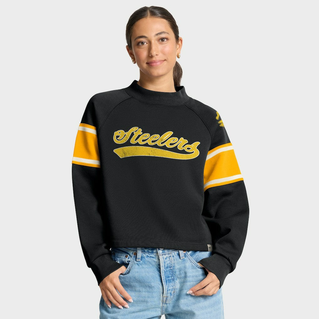 Fanatics Pittsburgh Steelers Oversized Hometown Toss Sweep Mock Neck Pullover Black