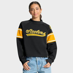Fanatics Pittsburgh Steelers Oversized Hometown Toss Sweep Mock Neck Pullover Black