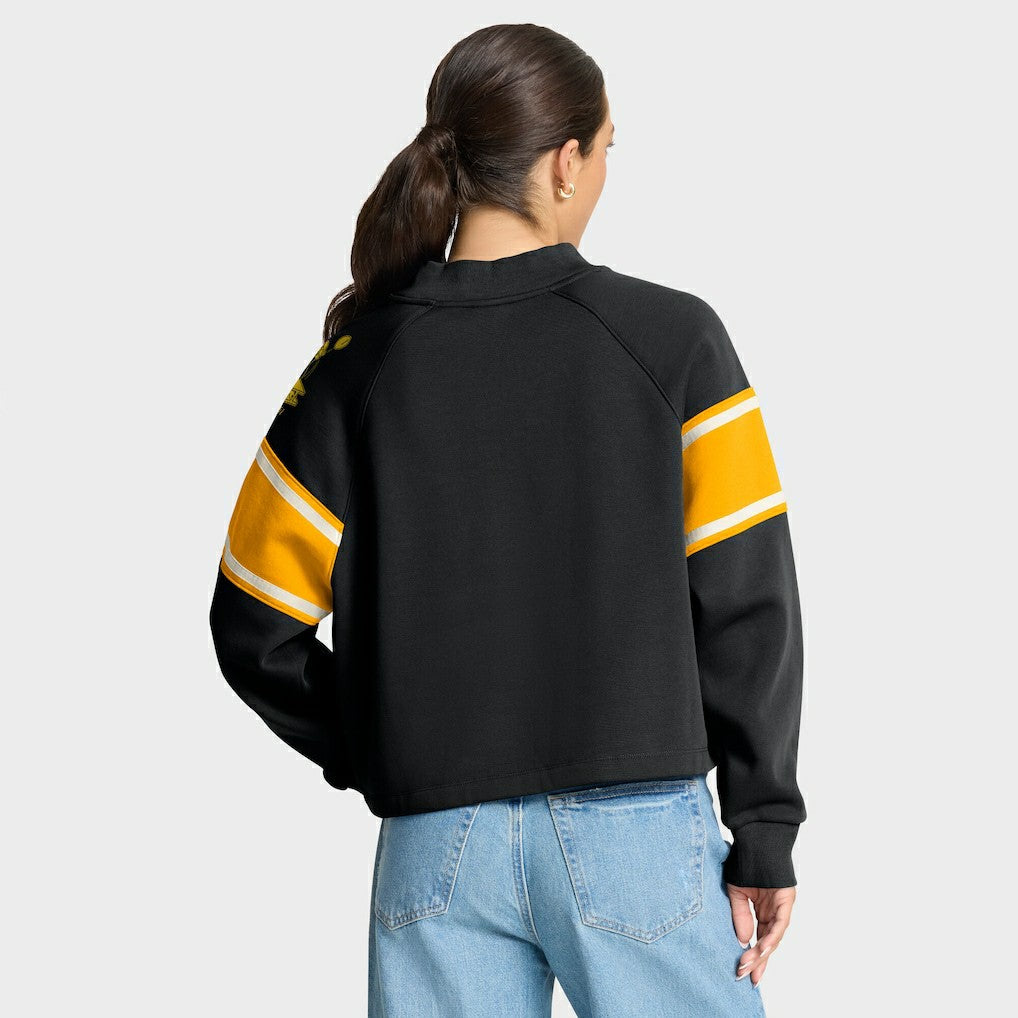 Fanatics Pittsburgh Steelers Oversized Hometown Toss Sweep Mock Neck Pullover Black