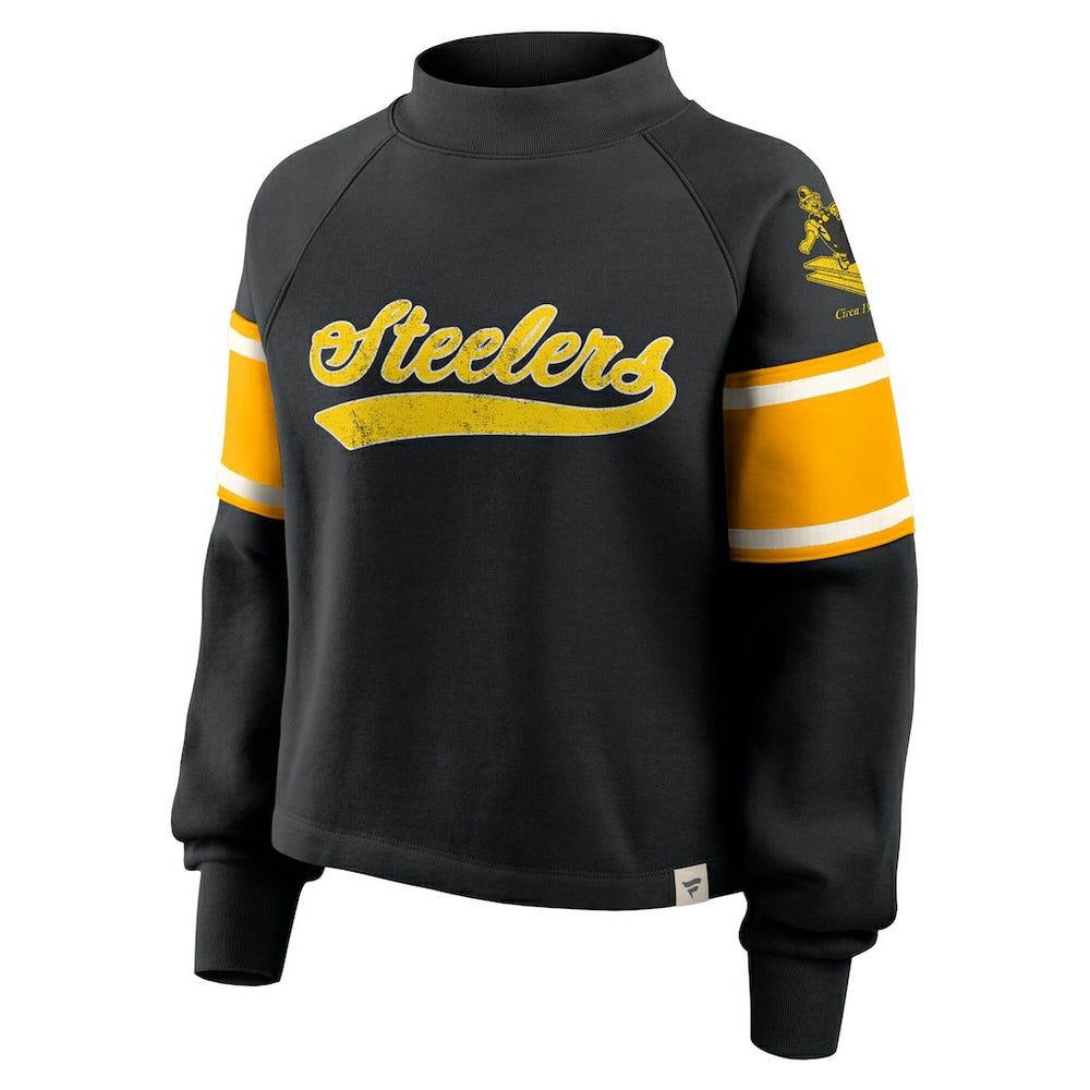 Fanatics Pittsburgh Steelers Oversized Hometown Toss Sweep Mock Neck Pullover Black