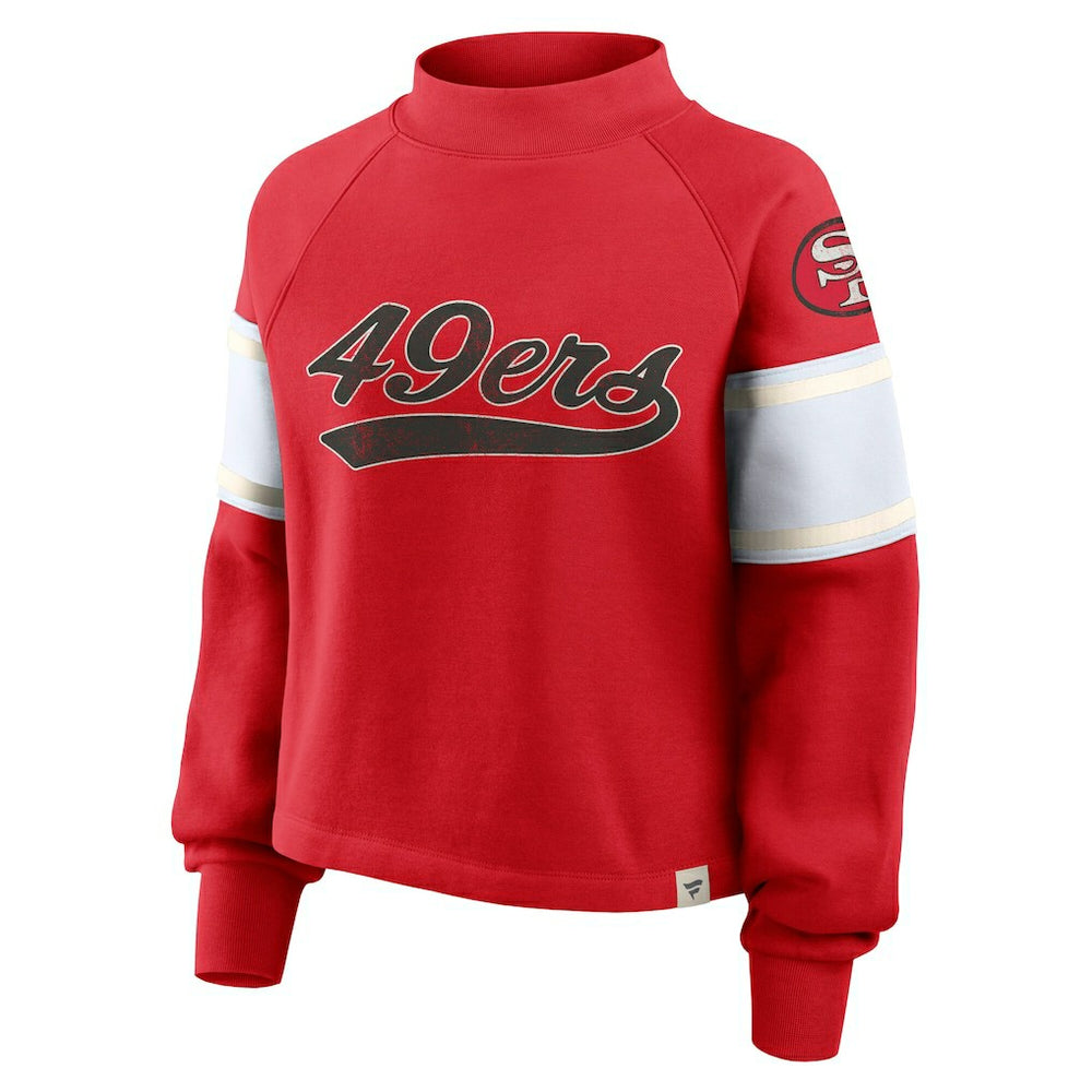 Fanatics San Francisco 49ers Oversized Hometown Toss Sweep Mock Neck Pullover Scarlet