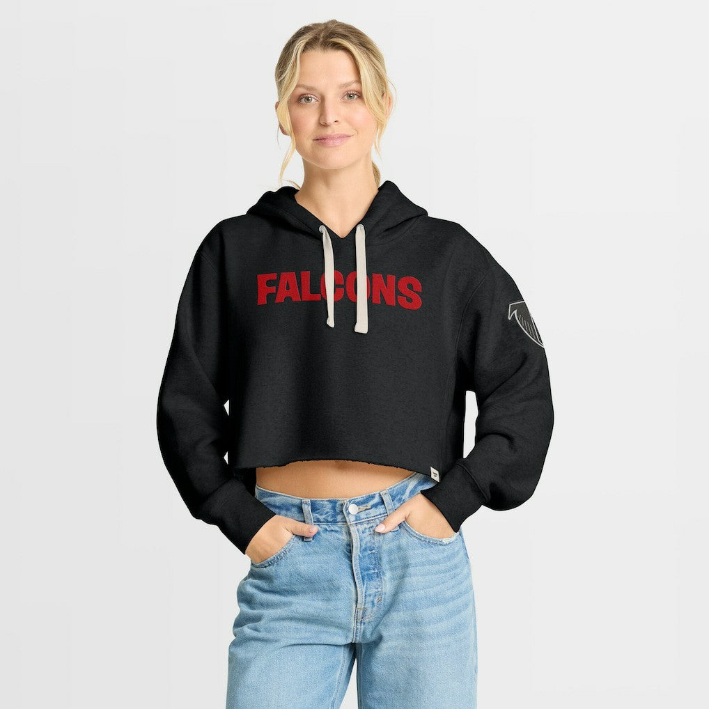 Fanatics Atlanta Falcons Women's Oversized Hometown Heritage Cropped Hoodie Black