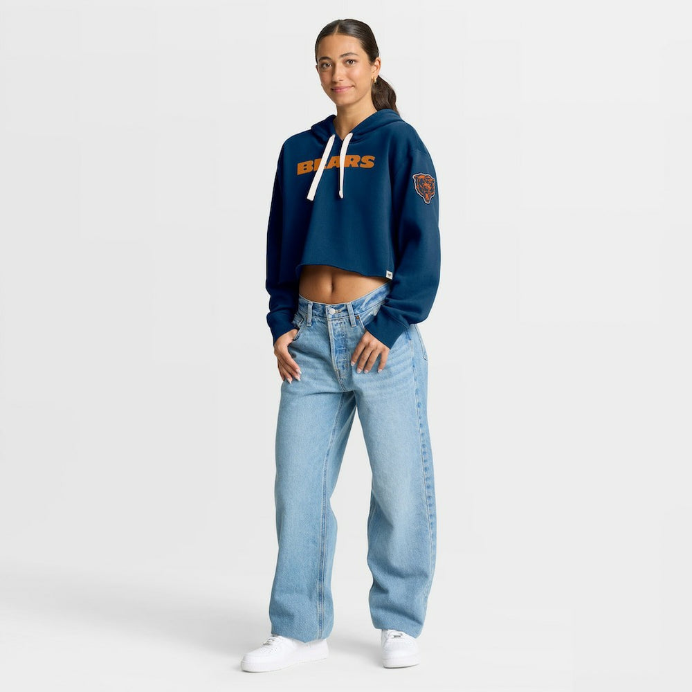 Fanatics Chicago Bears Women's Oversized Hometown Heritage Cropped Hoodie Navy