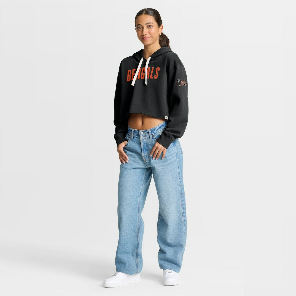 Fanatics Cincinnati Bengals Women's Oversized Hometown Heritage Cropped Hoodie Black