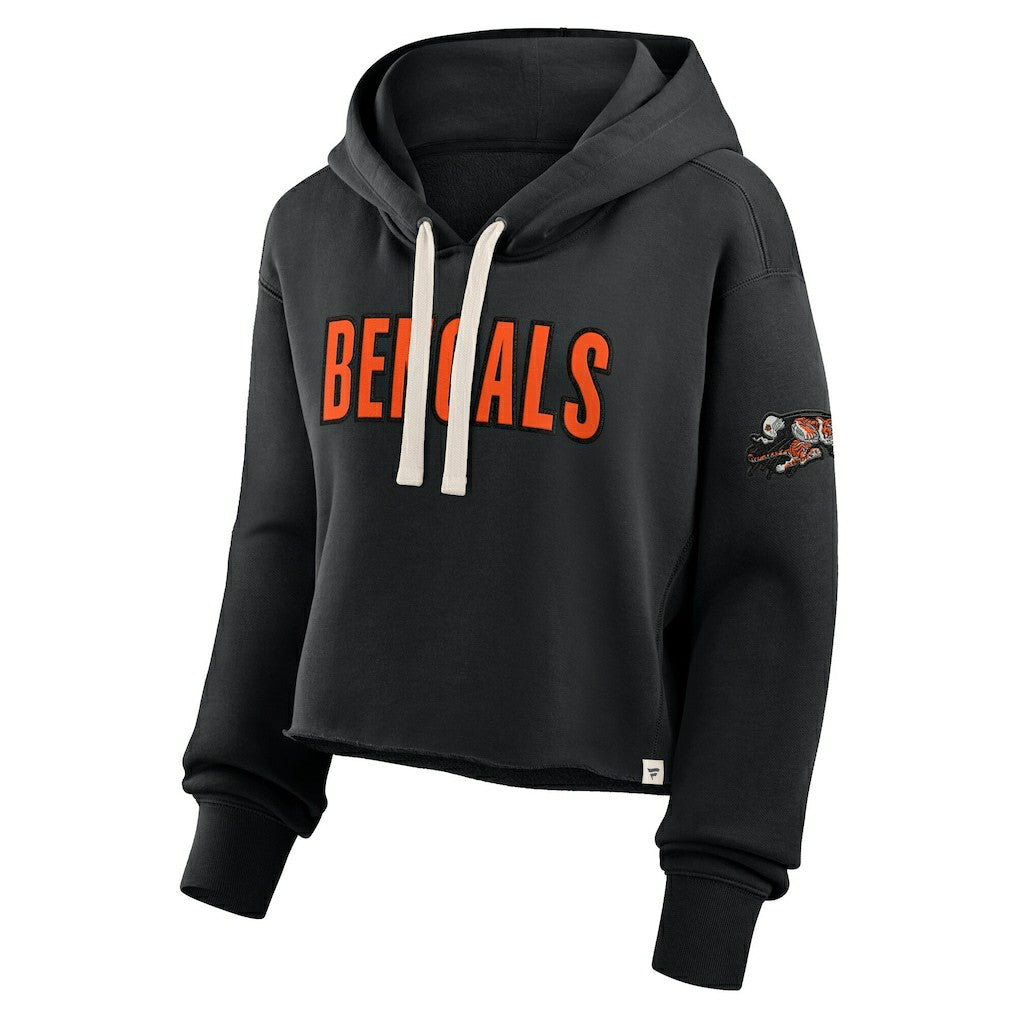 Fanatics Cincinnati Bengals Women's Oversized Hometown Heritage Cropped Hoodie Black